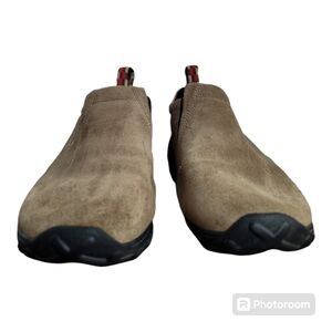 Merrell jungle mocs youth sz5 taupe suede black outdoor sole unisex neutral